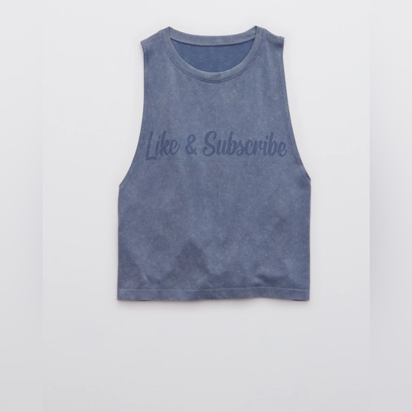 Offline by Aerie ‘Like & Subscribe’ Washed Blue  Tank - Picture 7 of 8